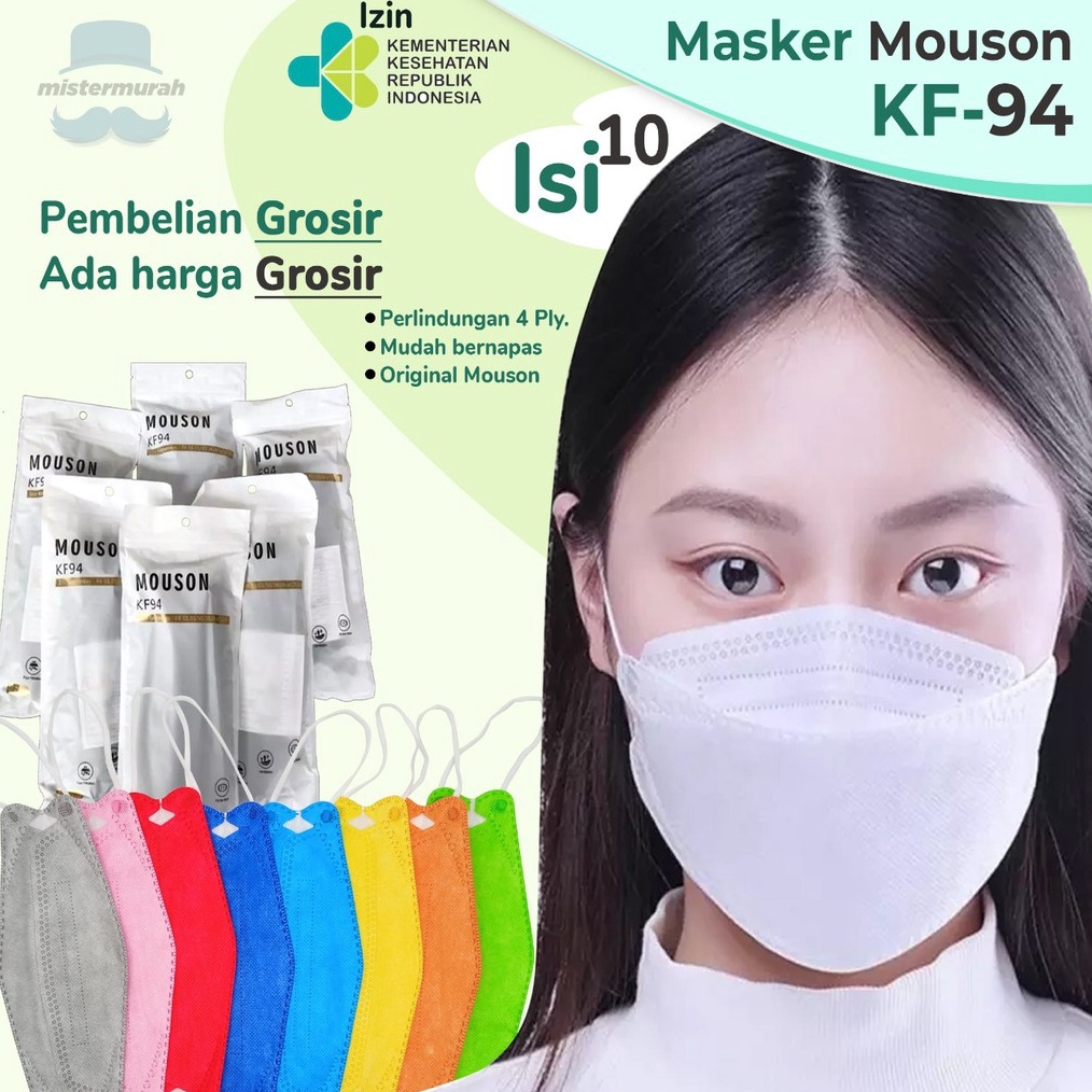 TERBARU MASKER KF94 ISI 1 PCS MASKER MOUSON 4PLY KOREA FACE MASK EARLOOP MASKER MEDIS DEWASA BEDAH M