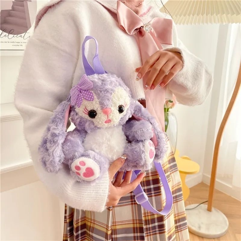 TAS RANSEL PUNGGUNG ANAK STELLA LOU KELINCI WARNA UNGU DISNEY MINI BONEKA BACKPACK