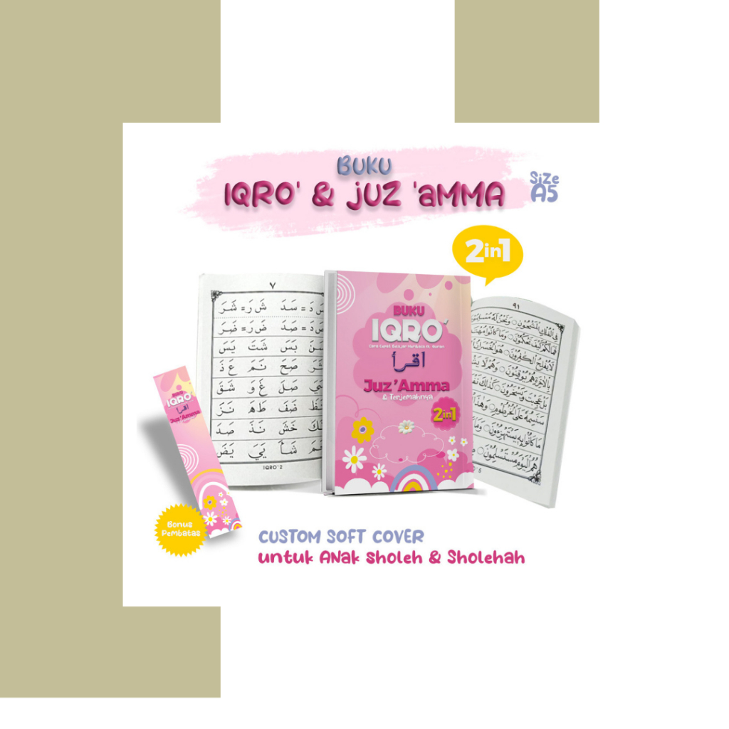 duaputri - Buku Iqro Juz Amma Bandel Besar 2 In 1 Custom Cover + Nama Soft Cover Untuk Anak Sholeh &