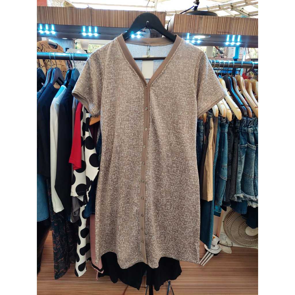 Dress Rajut Wanita Kancing Depan