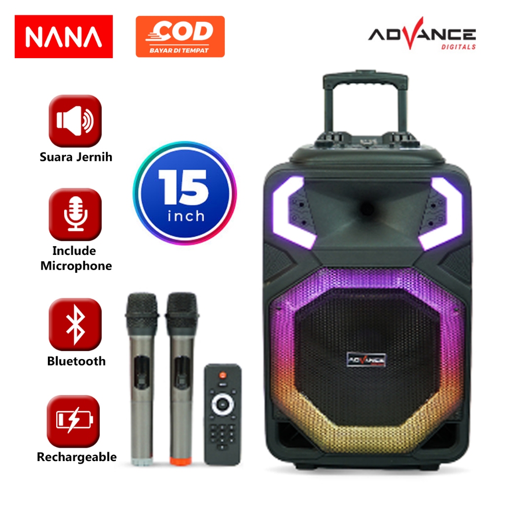 NANA - Advance K1512G Bluetooth Speaker 15 Inch Woofer + Tweeter + Dual Microphone Wireless