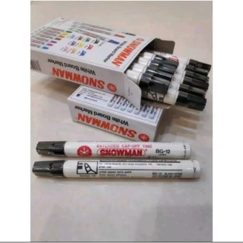 

Spidol SNOWMAN Whiteboard hitam BG12 1 dus isi 60 ktk/lsn