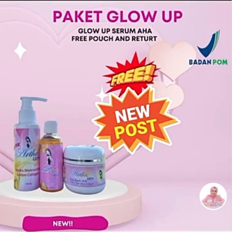 paket glow up ( lotion 1, booster 1, serum 1) original