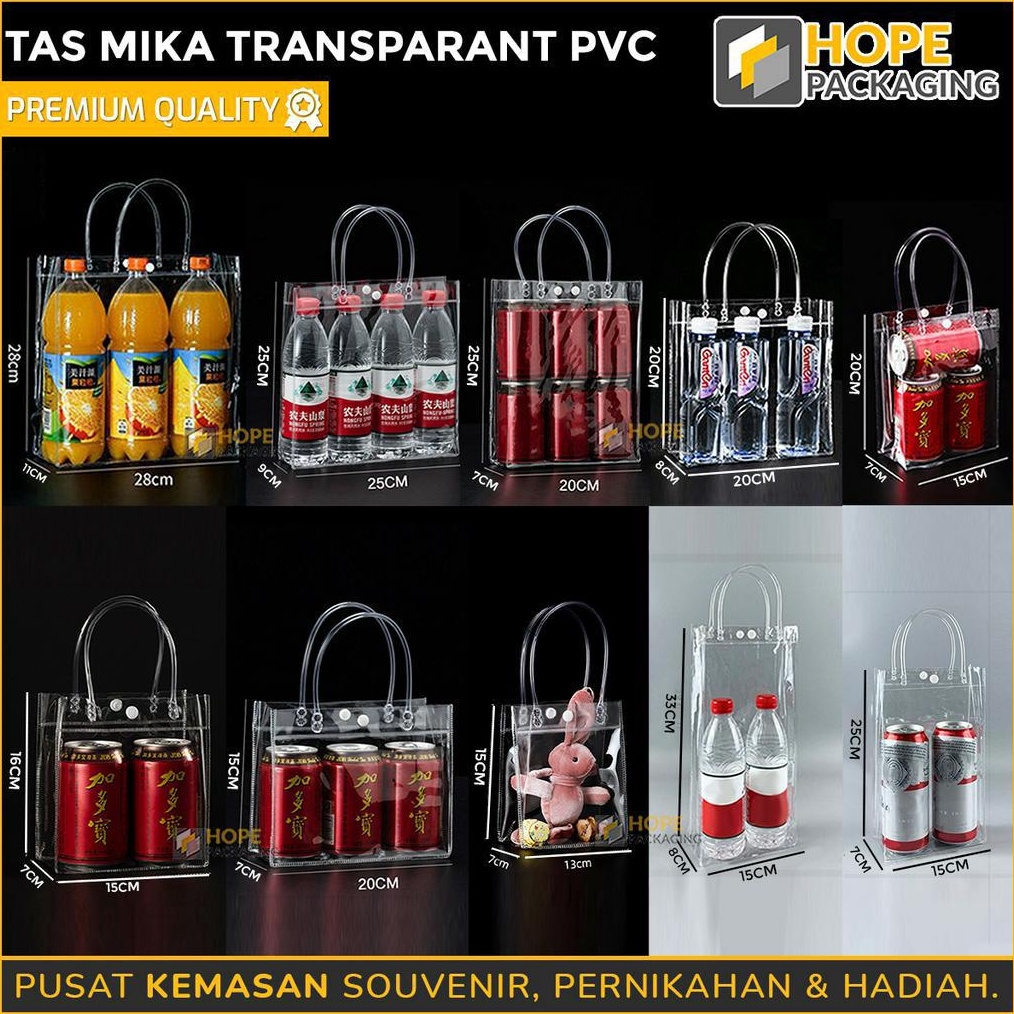 

TERBATAS Tas Mika Transparant PVC Tas Make Up Goodie Bag Hampers Ultah Gift Bag Tas Mika Transparant Premium Tas Souvenir Ulang Tahun