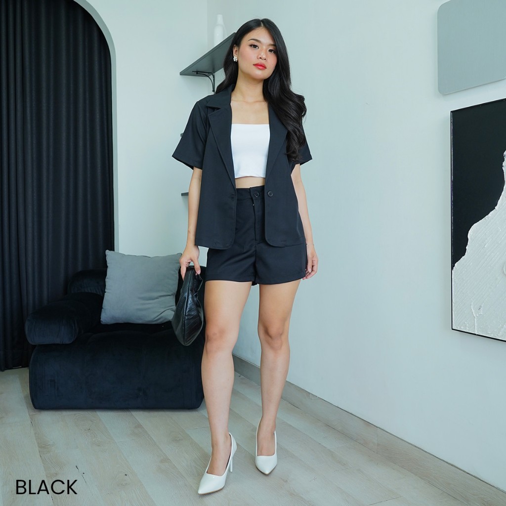 Setelan Wanita - One Set Blazer Brefi - baju kerja setelan blazer + celana pendek pakaian cewek berk