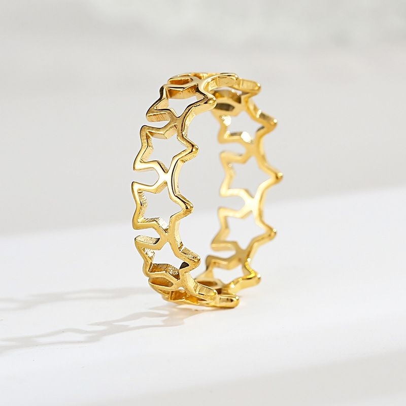 Clafel & Co - STACY Cincin Wanita Titanium Asli Gaya Korea Lapis Emas 18K Everlasting Style Gold Sta