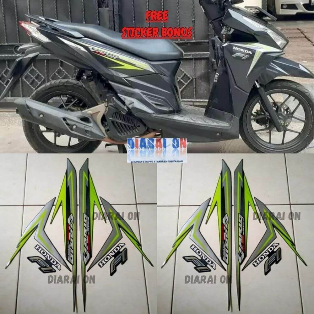 Striping Stiker Honda Vario 125 2016 - Vario 125 LED Hitam Hijau Murah