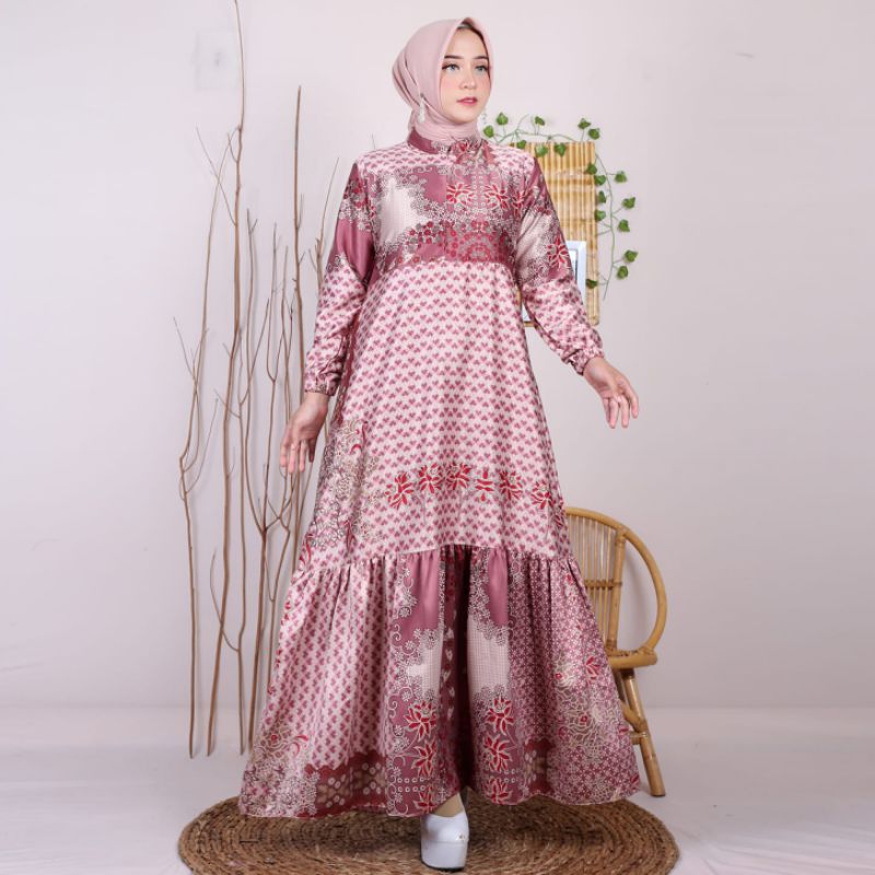 "Hot Promo" NASYIFA AIRA Arwa Pakaian Muslim Wanita Dress Gamis Rempel Terakota Diyor Silky Premium 