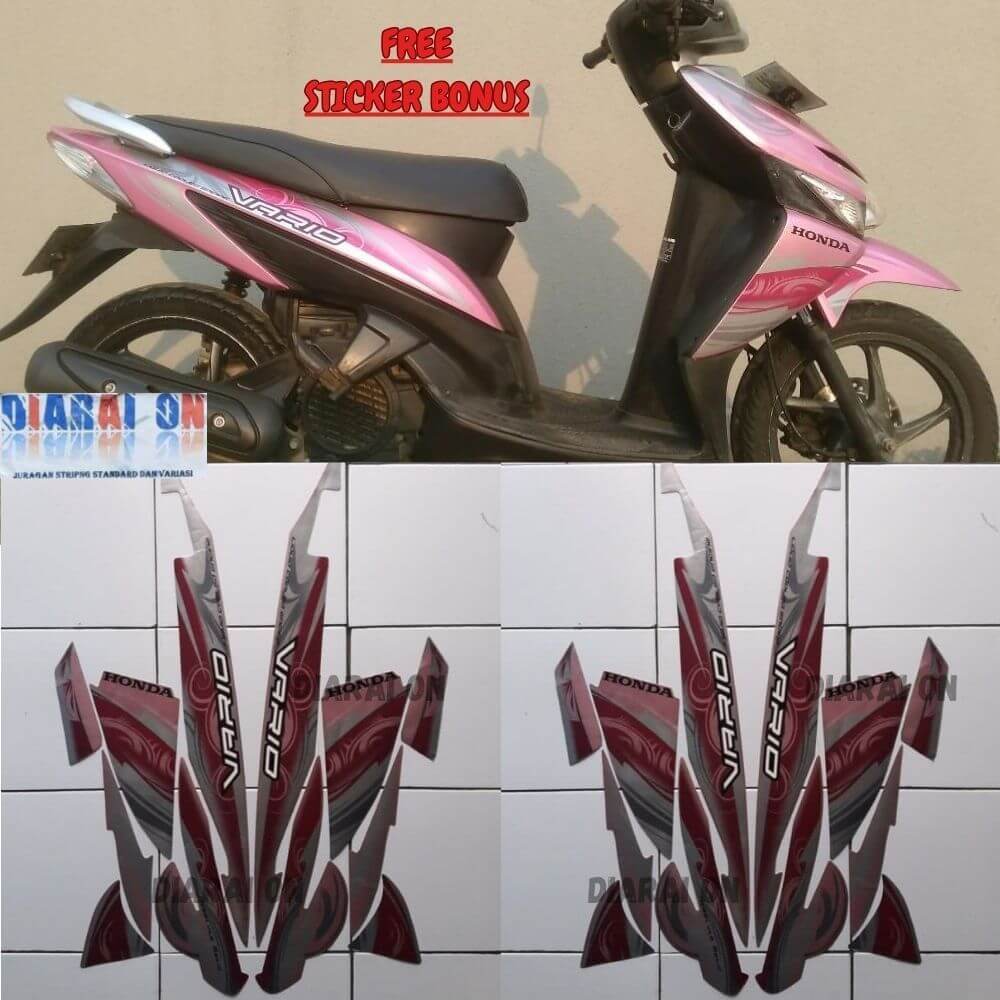 Striping Stiker Honda Vario 110 2010 - Vario 110 Karbu 2011 Pink Murah