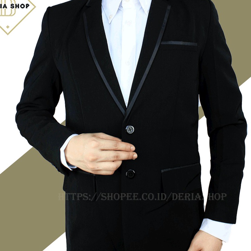 FG2 Jas Formal Kantor Pria Dewasa Hitam Polos Baju Jas Cowok Premium Kantoran Laki Casual Murah Blez