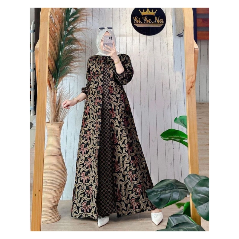Gamis Batik Jumbo Modern Premium - Gamis Busui Standar Dan Jumbo - Gamis Cardy Kombinasi - Gamis Sya