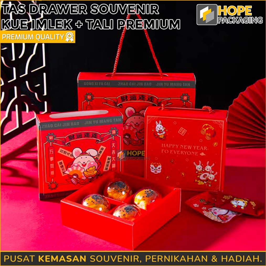 KILAT Tas Drawer Souvenir Imlek  Tali  Kotak Kue Imlek Sekat 4  6  Dus Kue  Kotak Kue Nastar  Kotak 