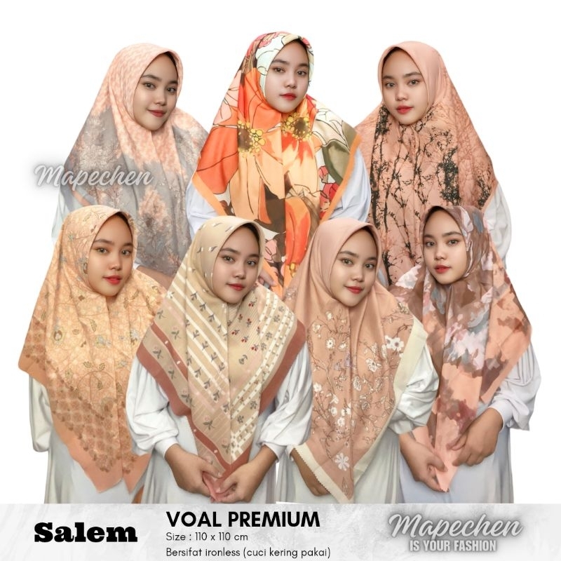 Hijab VOAL MOTIF PREMIUM Jilbab Terracotta Oranye Bata Salmon Peach Salem Terakota Segiempat LaserCu