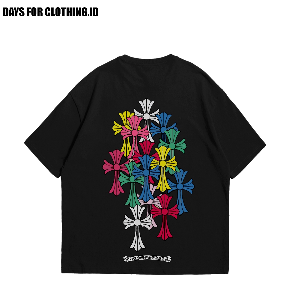 Kaos Tshirt CHROME HEARTS X Cross Multi Colorful