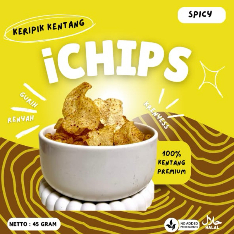 

iCHIPS Keripik Kentang Spicy | Keripik kentang pedas | Kentang dieng | Kentang premium