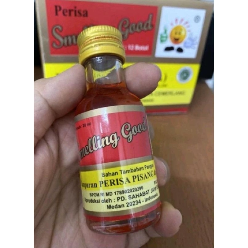 

Esens PISANG merk Smelling Good berat 28 ml botol kaca banana perisa pewarna flavor flavour perasa aroma penguat rasa kue minumanrori makanan