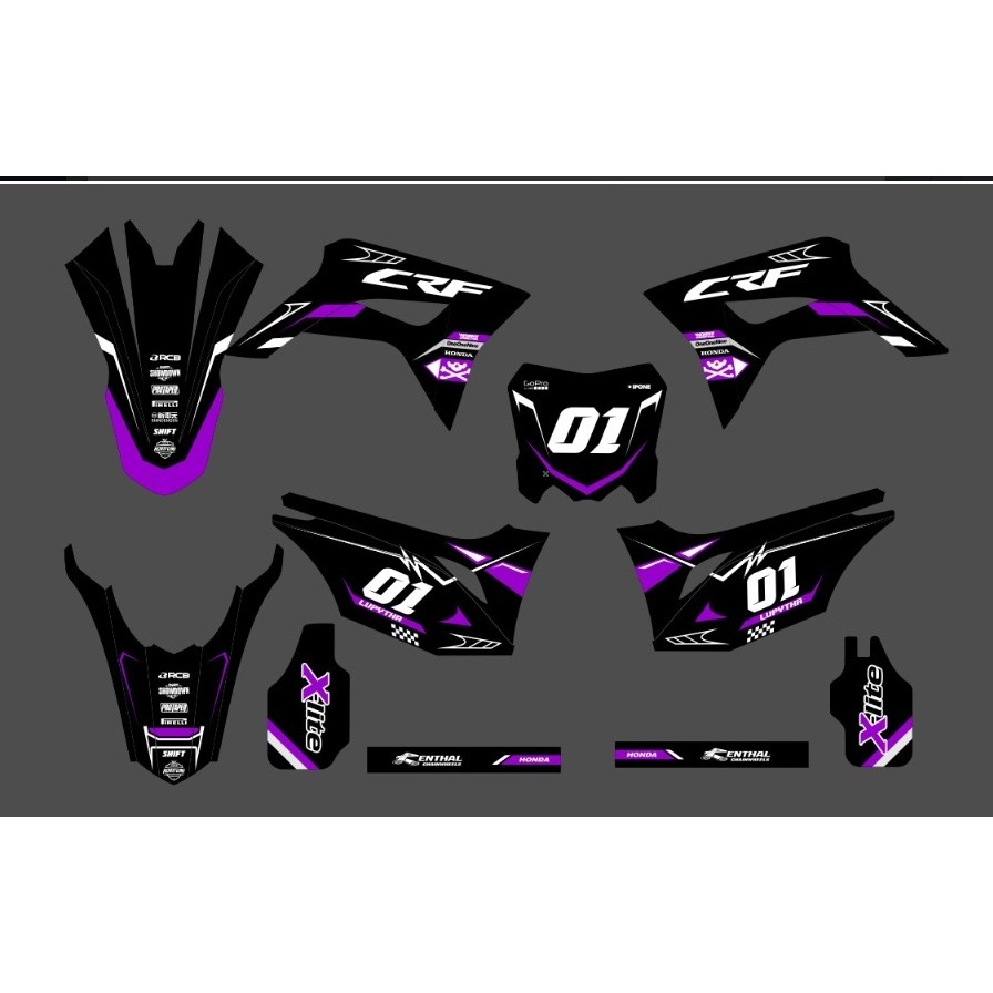 Decal Honda CRF 150L Stiker Crf 150l hitam ungu supermoto customdesain full body
