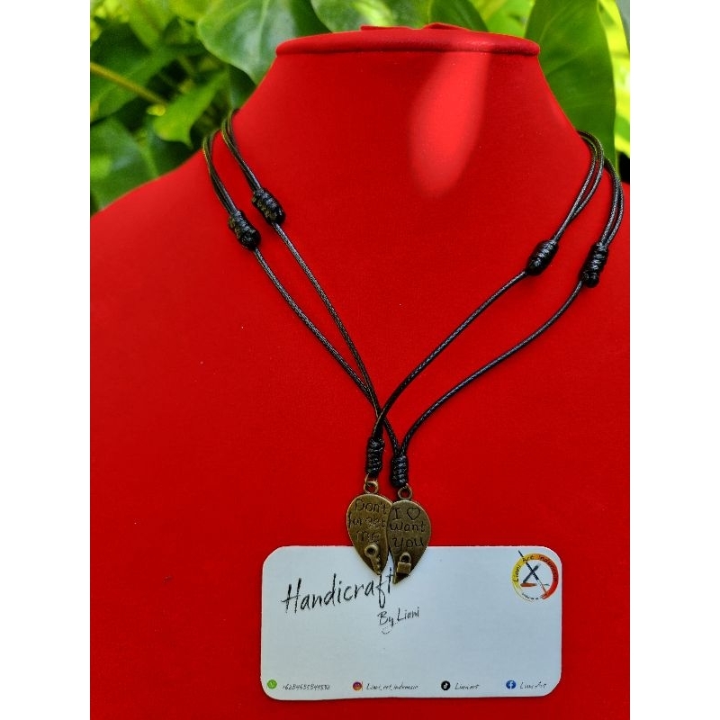 Set Kalung Couple Homemade Tulisan Liontin 'I Want You' & 'I Love You'