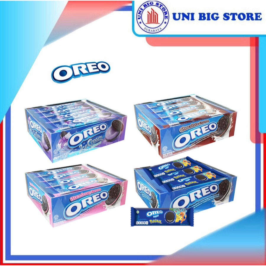 

Oreo Biscuit Sandwich Isi 3 Original Vanilla Strawberry Chocolate 27 gr x 12 sachet LUP BOX