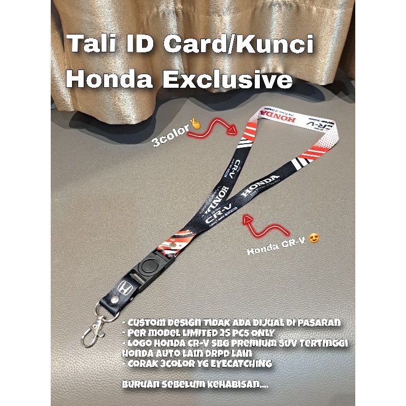 Tali Lanyard ID Card Name Tag Honda CRV Limited Design TriColor