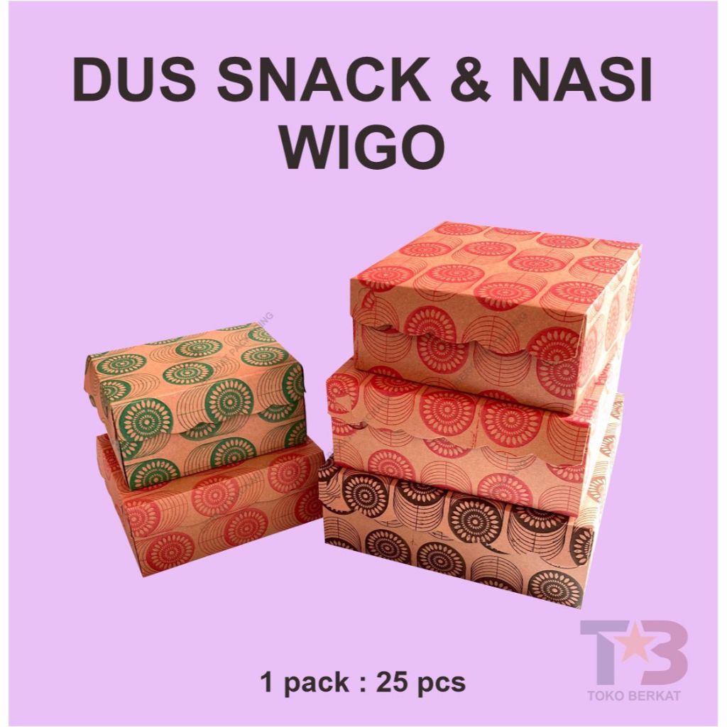 Dus Snack Box Kraft Motif isi 25pcs / Dus Nasi / Dus Motif / Nasi Kotak / Tempat Snack