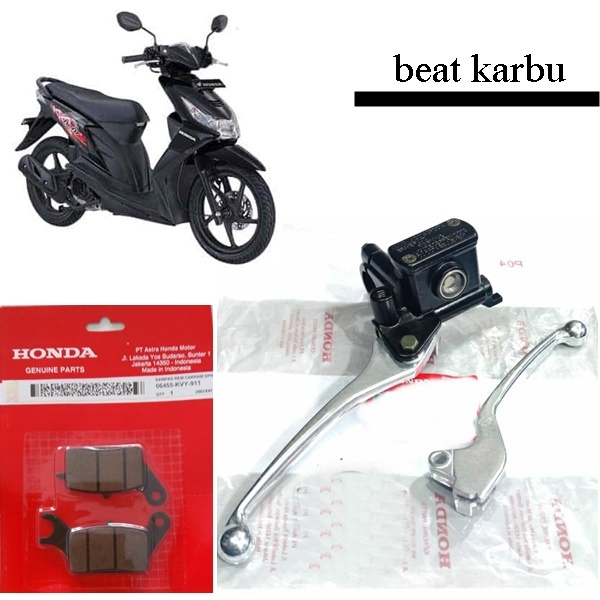 master rem assy+hendel rem kiri beat karbu (silver) beat, karbu Plus Kampas Rem Depan / dipsad