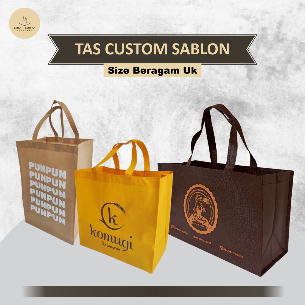 

Tas Spunbond Custom | Goodie Bag Sablon | Custom Goodie Bag | Custom Tas Spunbond untuk Hajatan