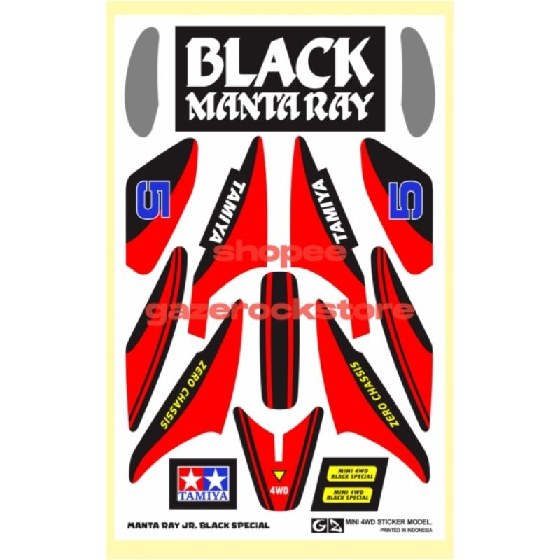 Stiker Tamiya Manta Ray Jr. Black Special Cutting Vinyl