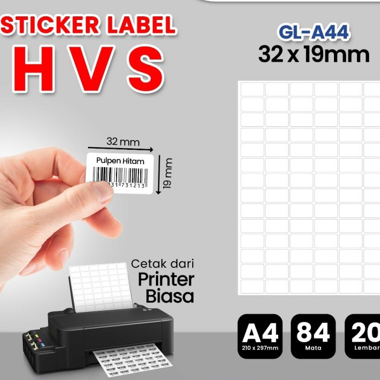 

Kertas Stiker Label HVS Doff A4 BLUEPRINT Uk 32x19 mm 20Lembar GL-A44 Sticker Putih