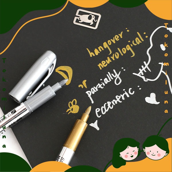 

Spidol metallic silver gold pulpen spidol glitter HB1757