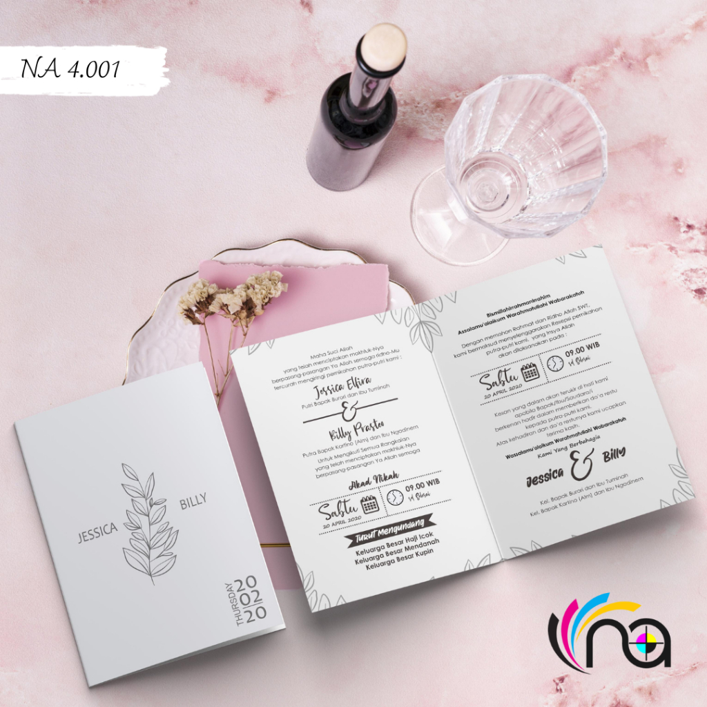 Undangan pernikahan Kekinian Ekonomis Kertas BC 150 Gsm