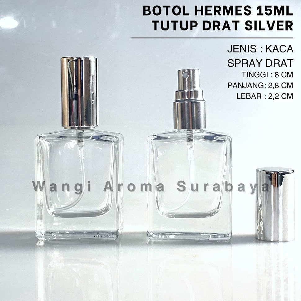 KODE J55S Botol Parfum Hermes 15ML Silver Spray Drat  Botol Parfum Kaca Hermes Drat  Botol Parfum 15