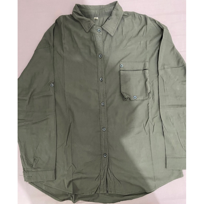 Kameja Katun London Girl Fashion/Hijau Botol