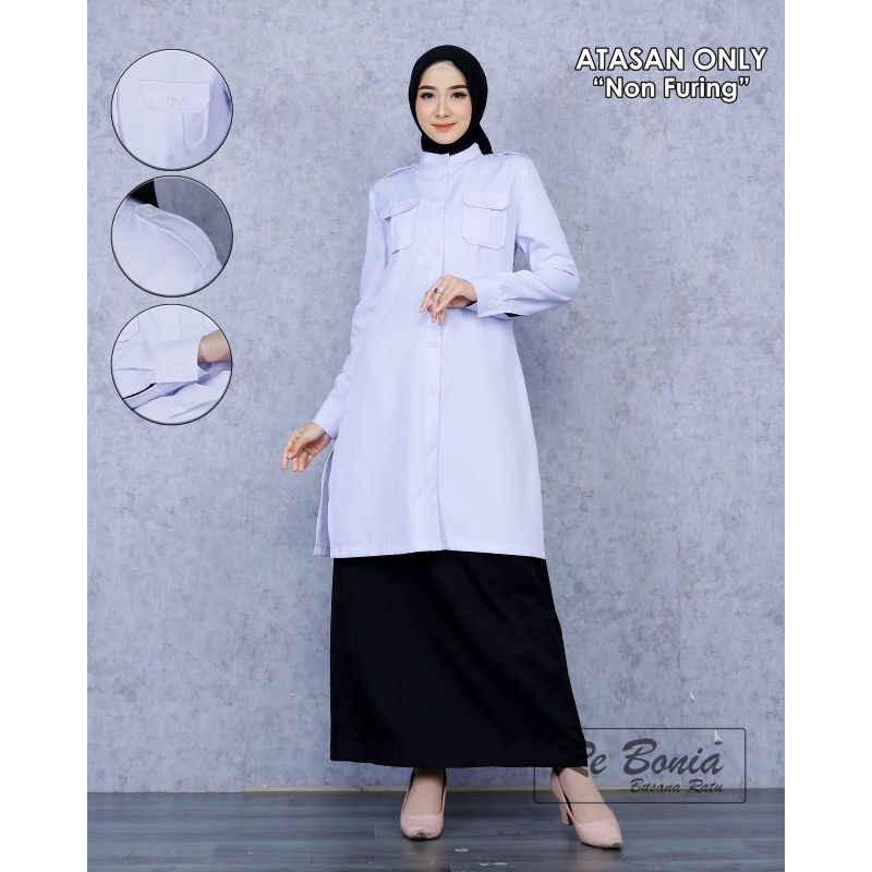 Seragam Re Bonia Atasan Putih NON PURING P3K Wanita, Baju Dinas P3K Wanita NON PURING/ Seragam Kerja