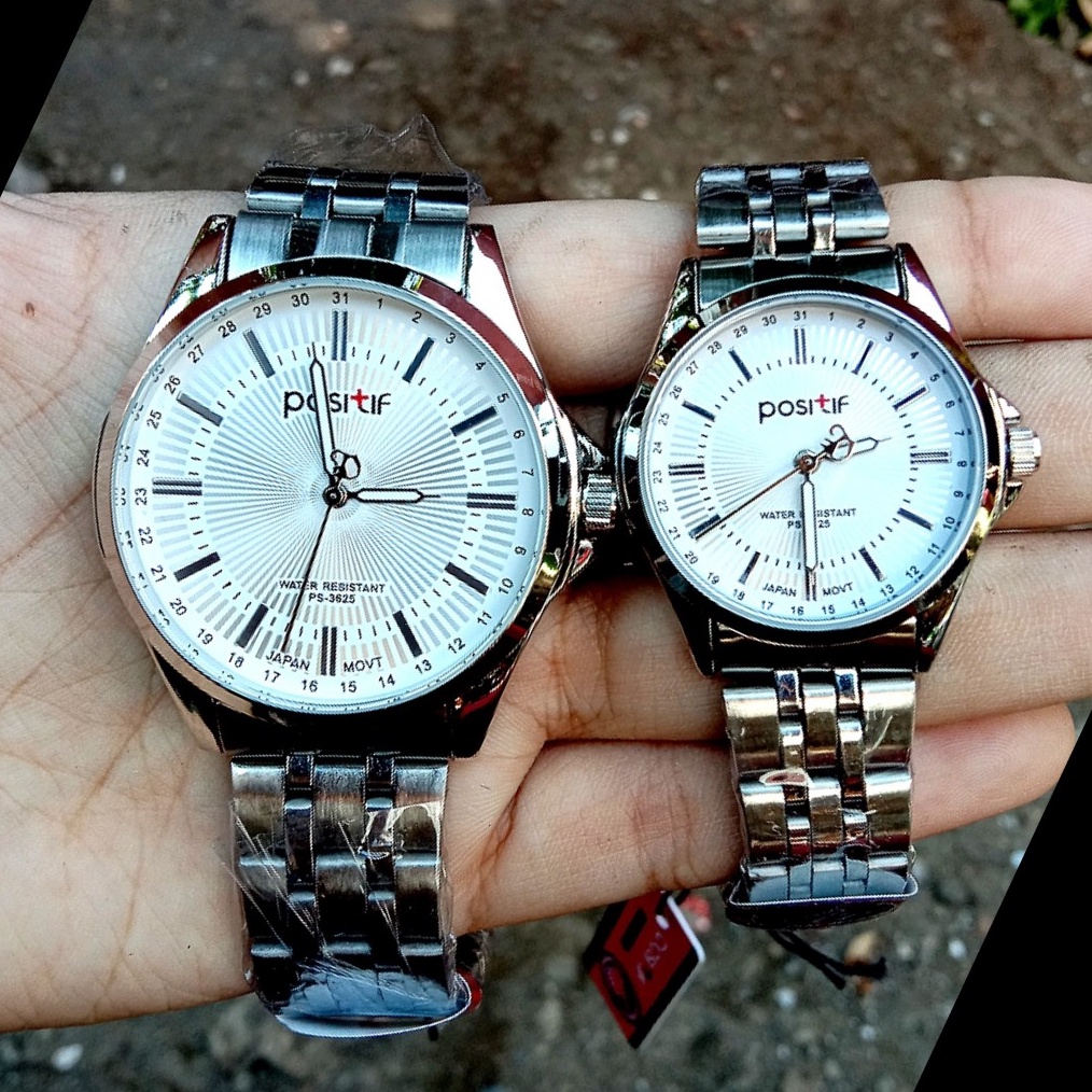 KODE O52Q Jam Tangan Wanita Pria Couple POSITIF 3625 Rantai ORIGINAL Water Resistance  Anti Air FREE