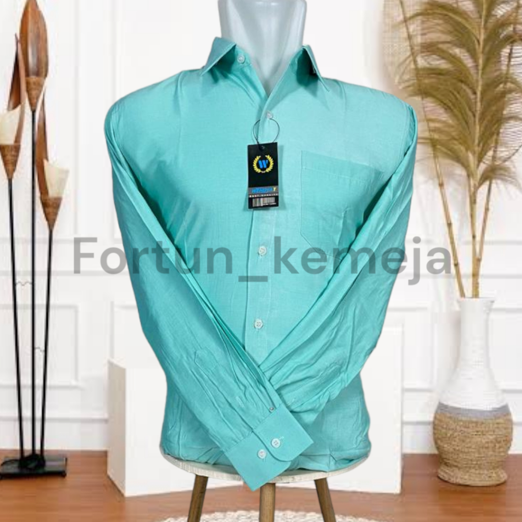 Kemeja polos tangan panjang_kemeja hijau wardah_Kemeja pria