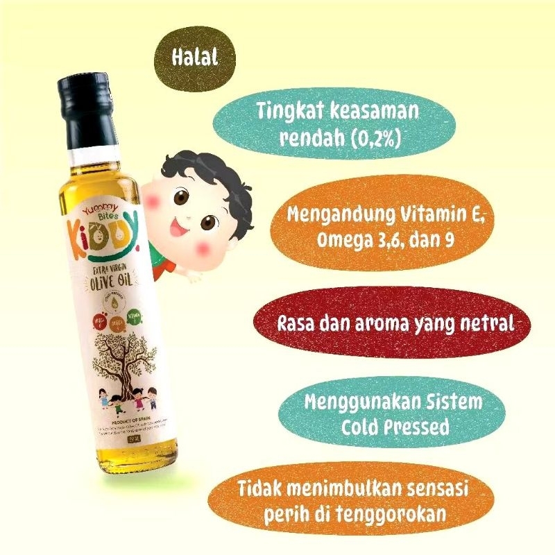 

YUMMY BITES EXTRA VIRGIN OLIVE OIL (EVOO) 250ML Minyak MPASI Minyak Sehat