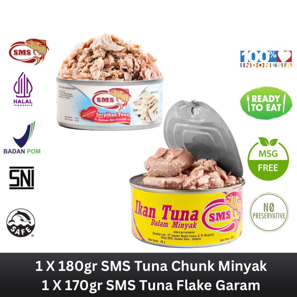 

SMS Tuna Kaleng Chunk Dalam Minyak 180g & Tuna Kaleng Flake Garam 170g