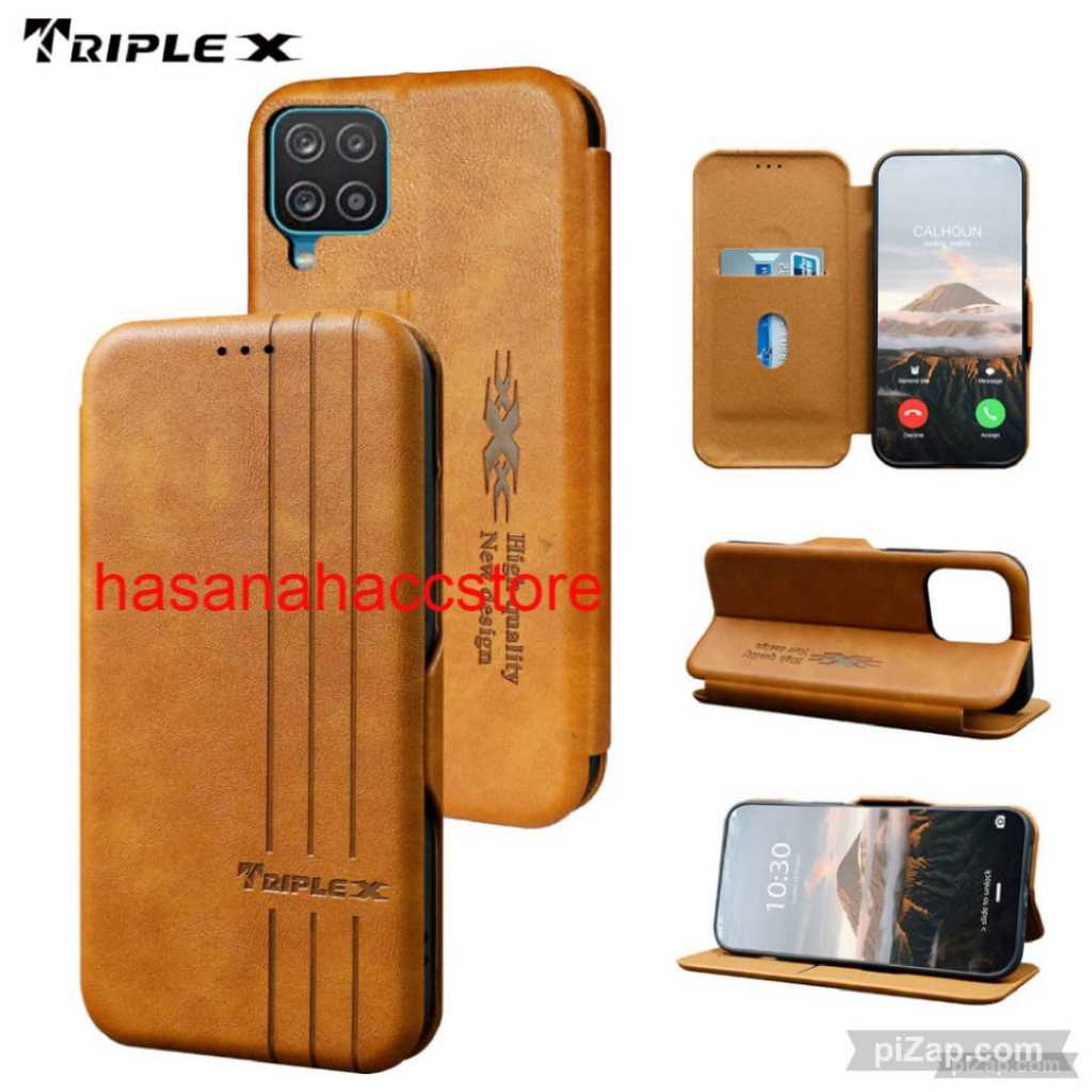 CASE UNTUK HP SAMSUNG A12 SAMSUNG M12 CASE FLIP KULIT DOMPET MOTIF LEATHER WALLETE