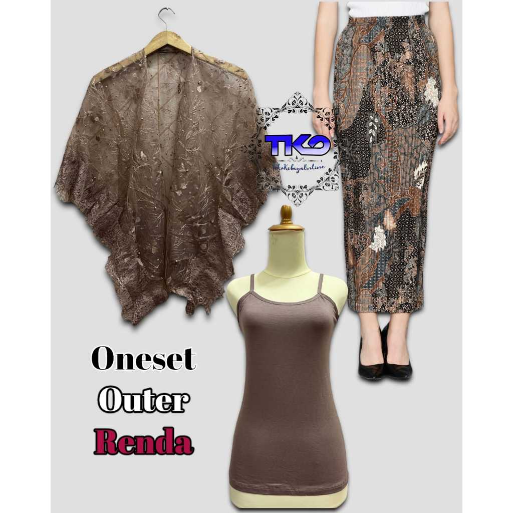 Setalan baju outer Kondangan Brokat seragam Bridesmaid Terbaru outer mix rok plisket batik 2024