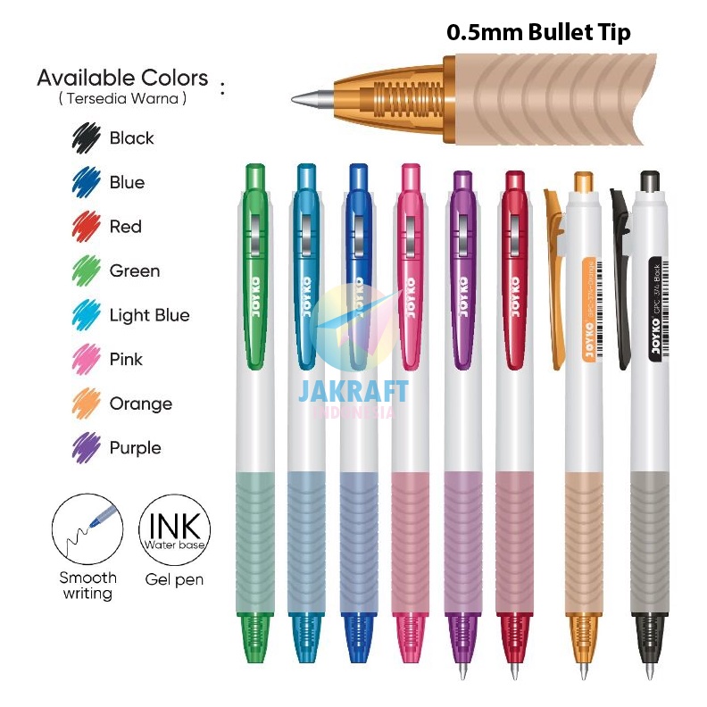 

SEGERA BELI 1 Pcs Retractable Gel Pen Color With Clip JOYKO GPC374 Pulpen Klik Warna Ala Sarasa Clip 5 mm