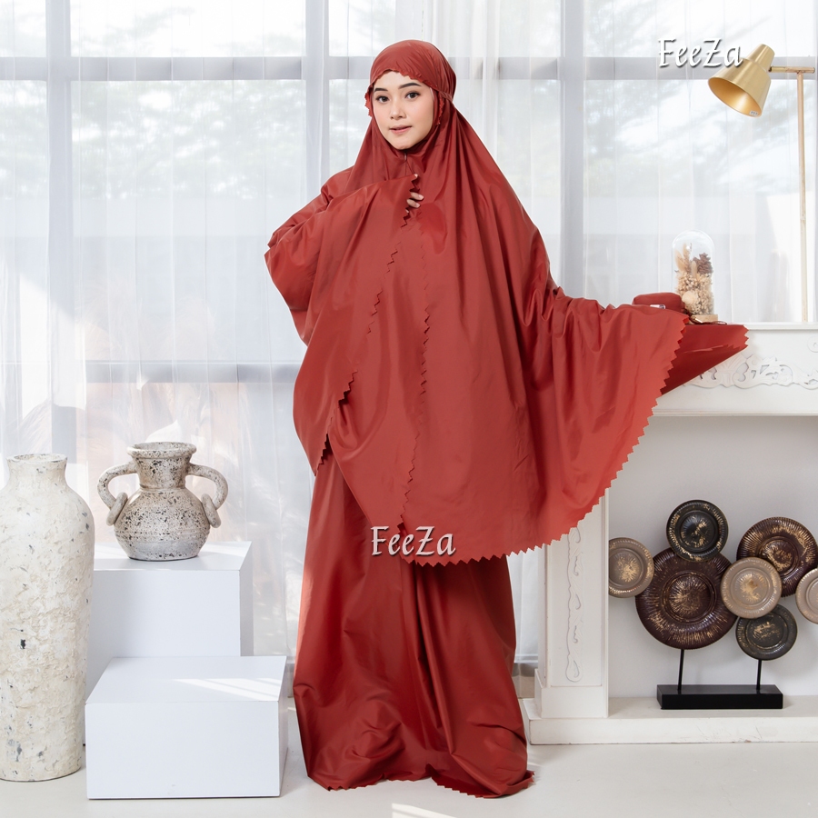 Grosir Mukena Parasut Korea Set Sajadah Lasercut Feeza - Mukena Travel Parasut Korea Premium -