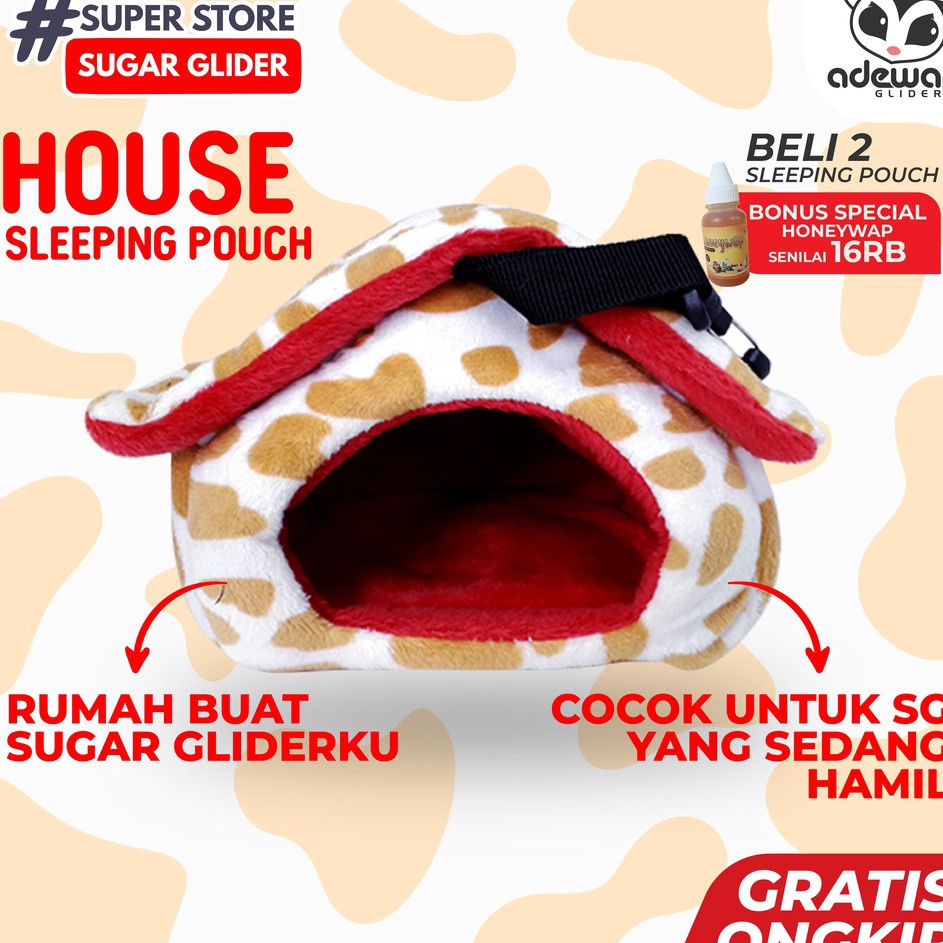 Super Star  SLEEPING POUCH SUGAR GLIDER BENTUK RUMAH  TEMPAT TIDUR SUGAR GLIDER  HIDING POUCH SUGAR 