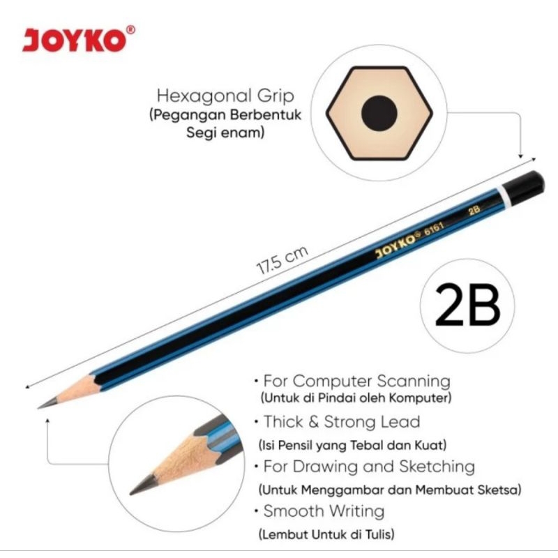 

Pensil 2BJeyko PP biru