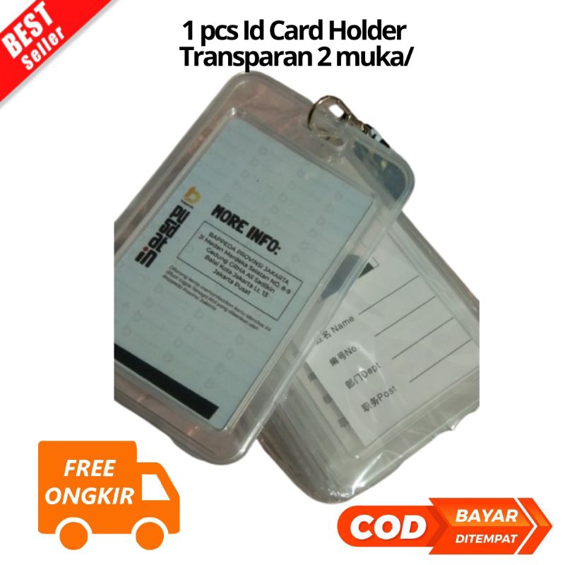 

[JK] BAYAR DI TEMPAT Id Card Holder Transparan 2 muka/Tempat Id Card Bening 2 Sisi/