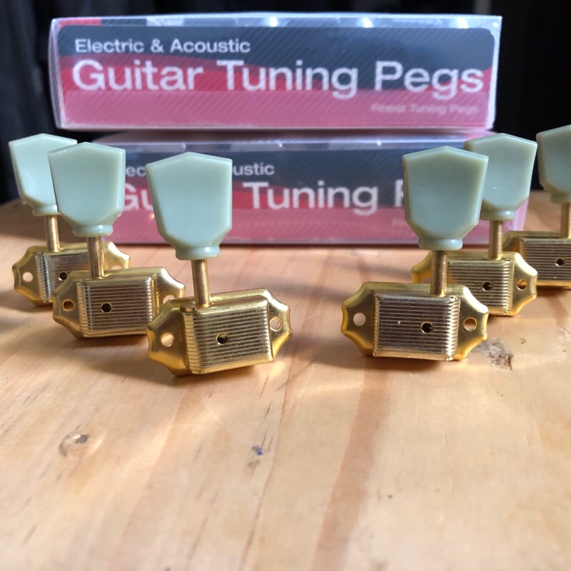 Dryer Guitar (Tuning Pegs) Acoustic/Electric Vintage Kluson Gold 3R-3L (Tulip Giok)