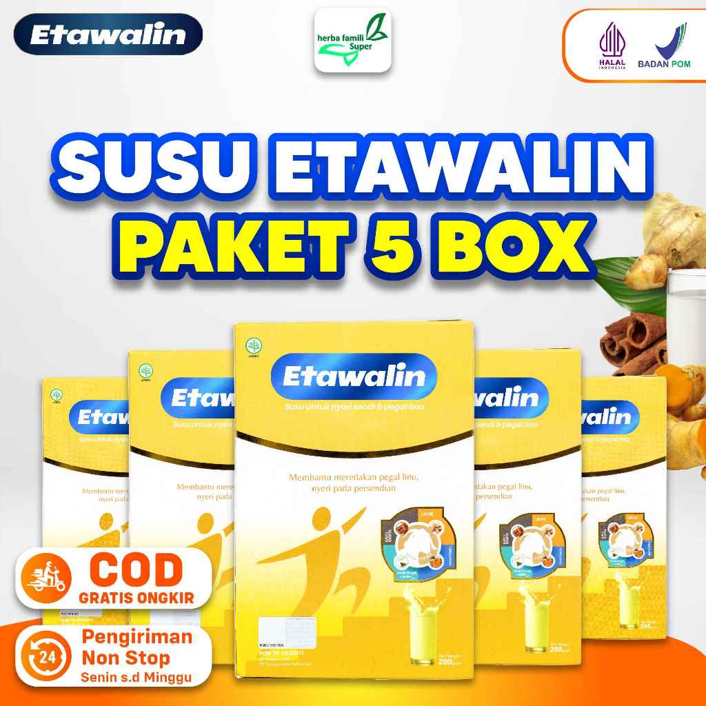 

5 Box ETAWALIN Original Mengatasi Nyeri Sendi dan Tulang Asam Urat Asli