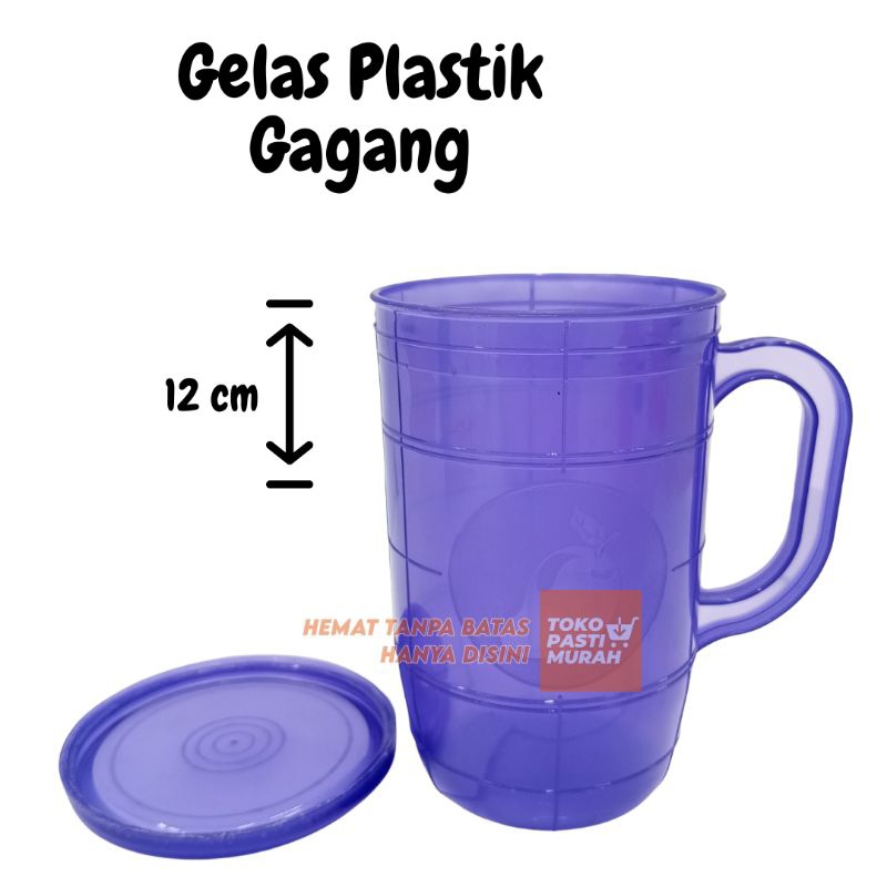 Gelas Gagang Plastik Cangkir Murah Aesthetic Mug Tutup Grosir Polos Keren Unik Promo