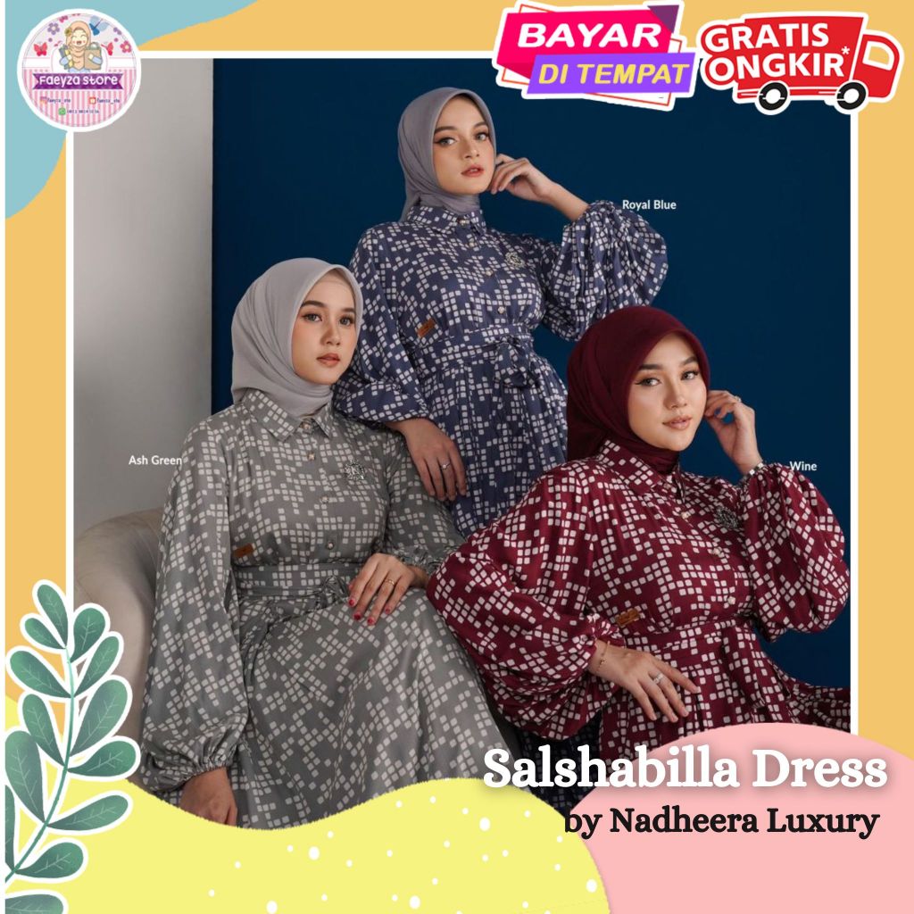 Salshabilla Dress ORI by Nadheera Luxury Gamis Terbaru Rayon P Busui Jumbo XXL - XXXL Dress Kondanga