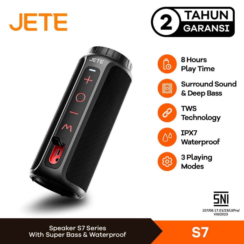 JETE S7 Speaker Bluetooth Portable IPX7 Waterproof | Speaker TWS - Garansi 2 Tahun